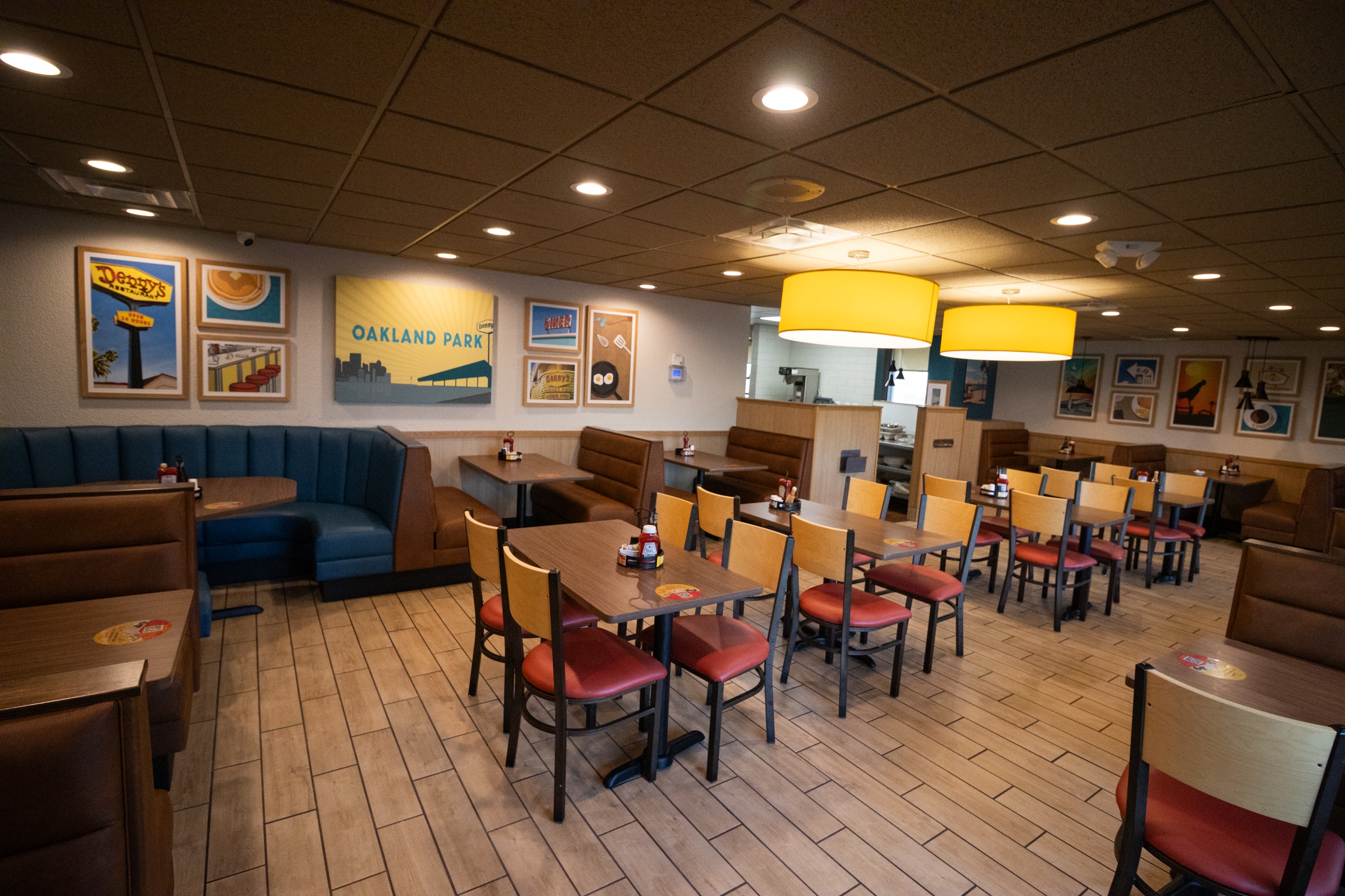 Denny's blue booth seating